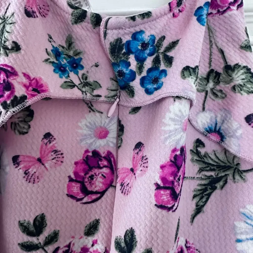 Knit Works Pink Floral Dress - Size 8 - Tulle Lined